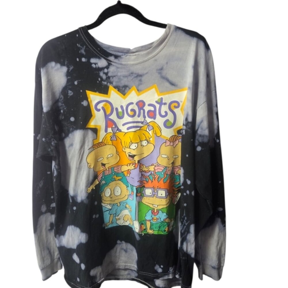 Black and White Long Sleeve Tee with Rugrats Design